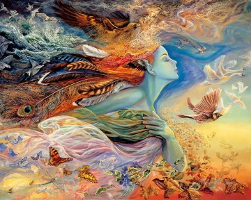  Fantasie Malerei - Fantasie Engel und Vögelen Schmetterlinge